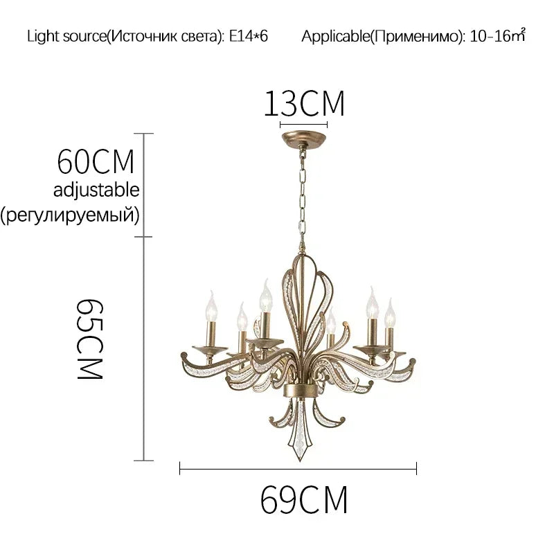 Afralia™ French Candle Design Crystal Chandelier LED Pendant Lighting for Home Décor