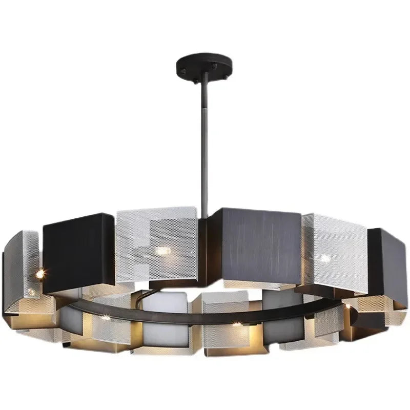 Afralia™ Black Metal Loft LED Chandelier: Modern Indoor Pendant Lamp Fixture Home Lighting
