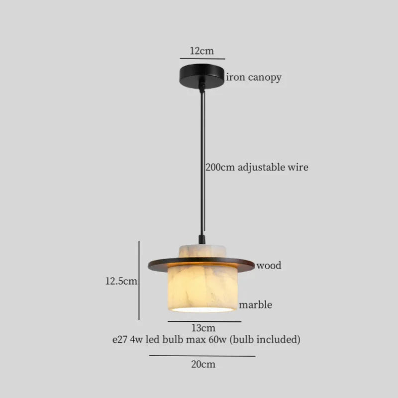 Afralia™ Marble Wood LED Pendant Lamp Modern Interior Nordic Lighting Luminaria