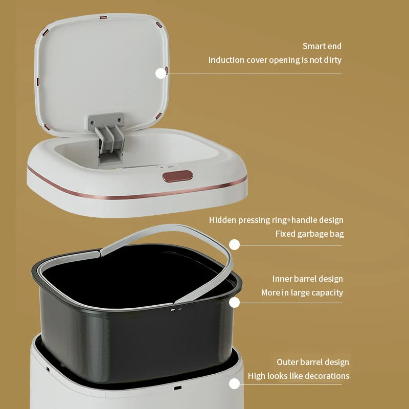 Afralia™ Smart Sensor Trash Can Large Capacity Electric Touchless Bin