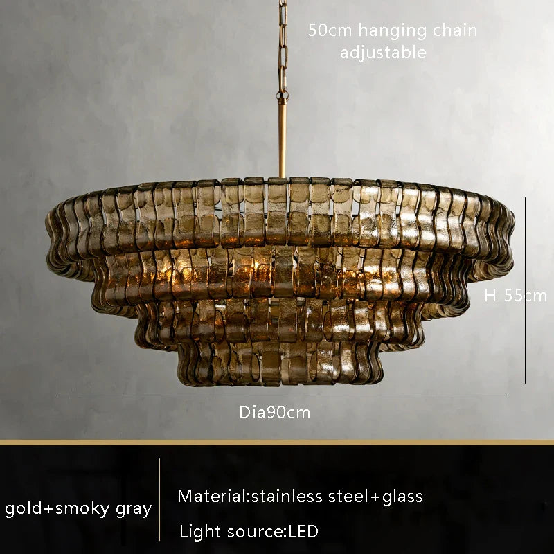 Afralia™ Brown Glass Chandelier for Dining & Living Room, Classic Vintage Suspension Lamps