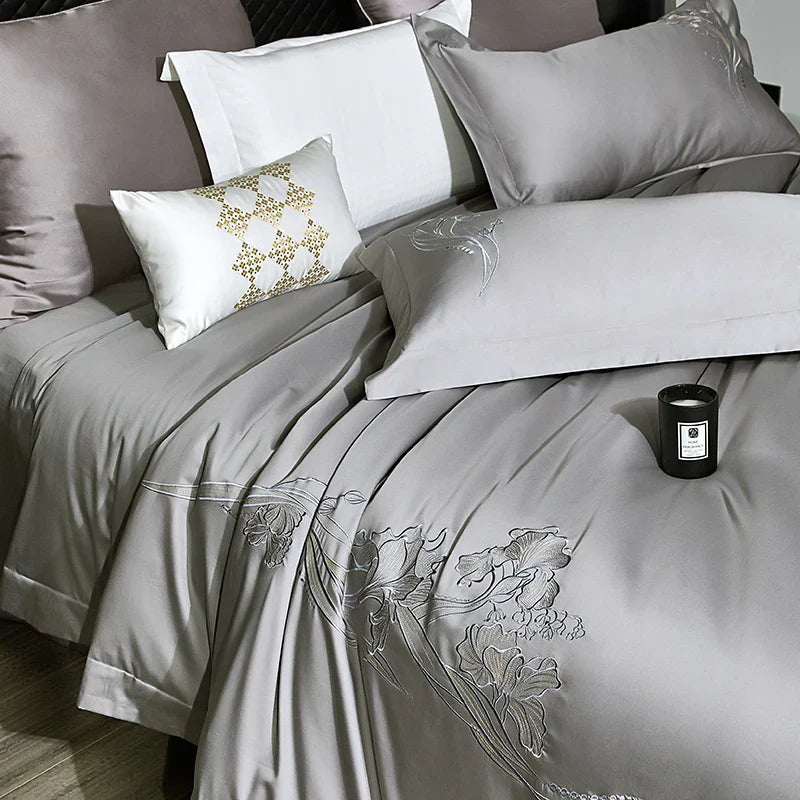 Afralia™ Luxury Embroidery 1000TC Egyptian Cotton Bedding Set - Full Queen King Size