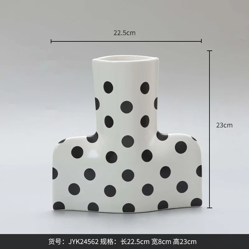 Afralia™ Striped Wave Point Ceramic Vase Home Decoration Pot