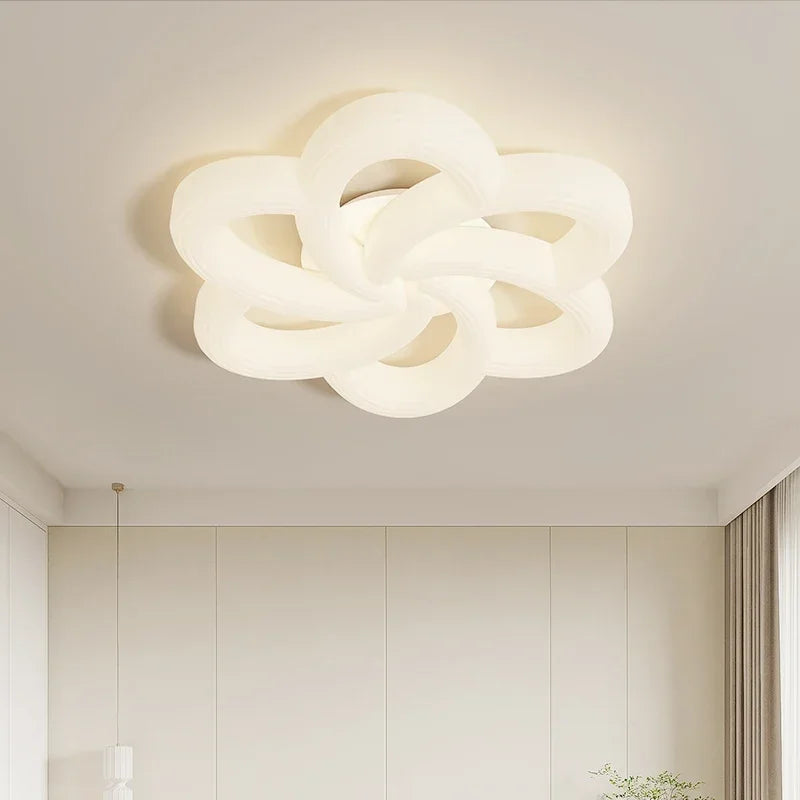 Afralia™ Nordic Flower LED Ceiling Light for Living Room Bedroom - Creamy Style