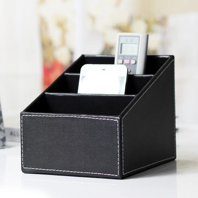 Leather Remote Caddy, 360° Spinning TV Holder Organizer for Bedside Table by Afralia™