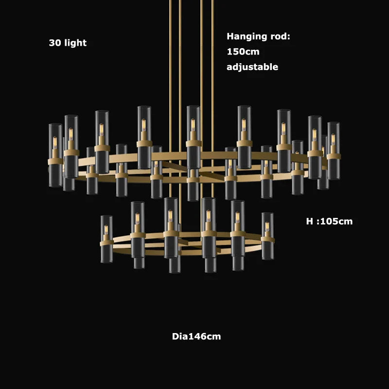 Afralia™ 2-Layer Chandelier Lighting - Vintage Gold Silver Black Hanging Lamps