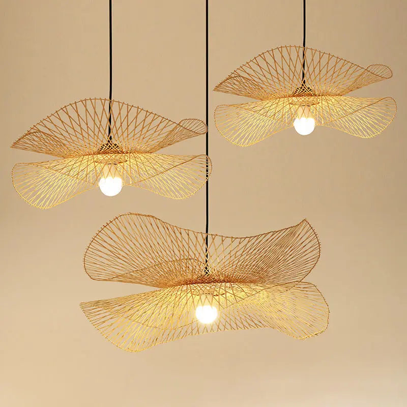 Afralia™ Bamboo Chandelier: Handwoven Rattan Pendant Light for Kitchen, Bar, & Restaurant - LED E27