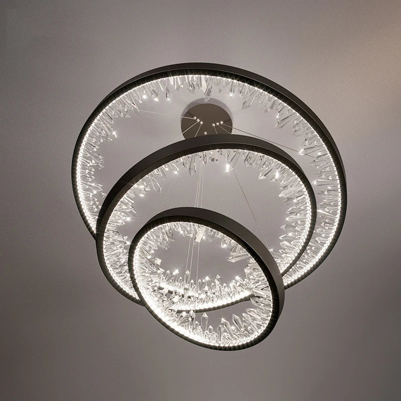 Afralia™ Modern Loft Crystal Chandelier LED Light for Villa Living Room and Bedroom