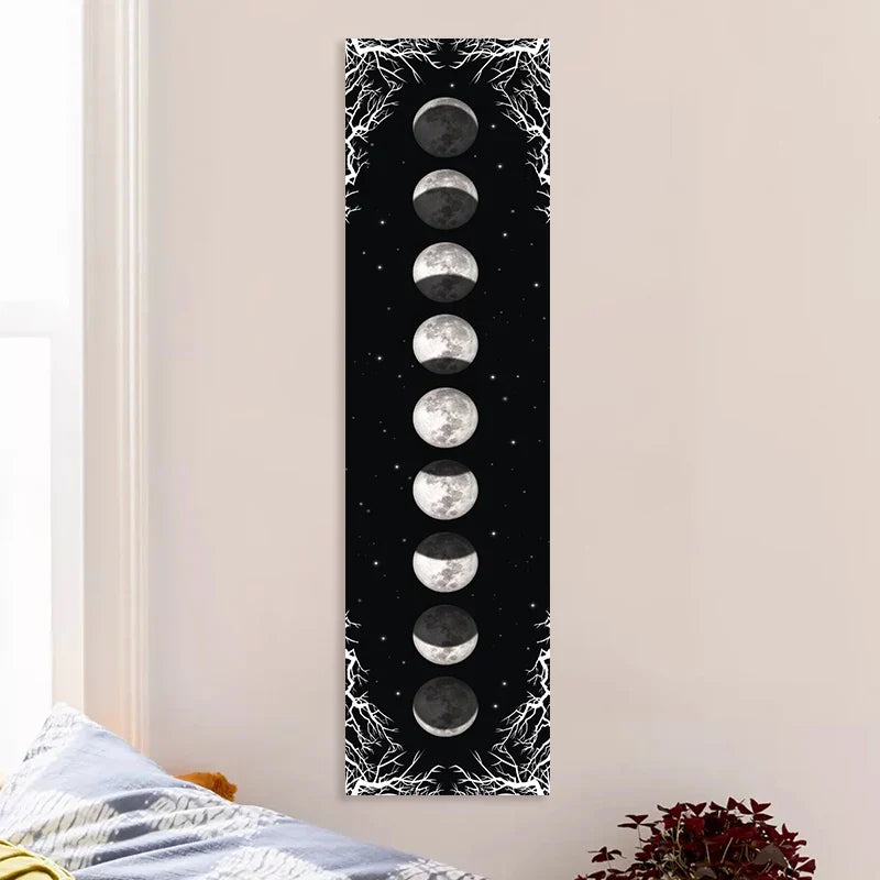 Afralia™ Moon Phase Tapestry: Black & White Sky Wall Hanging & Bohemian Home Decor