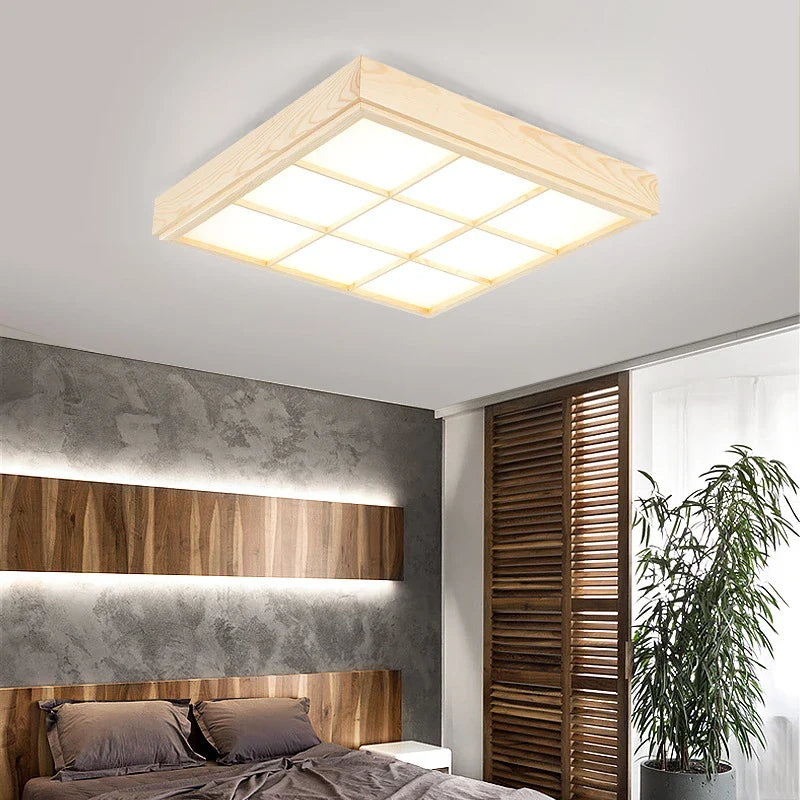 Afralia™ Modern Wood Ceiling Chandelier LED Lights for Living Room and Kitchen