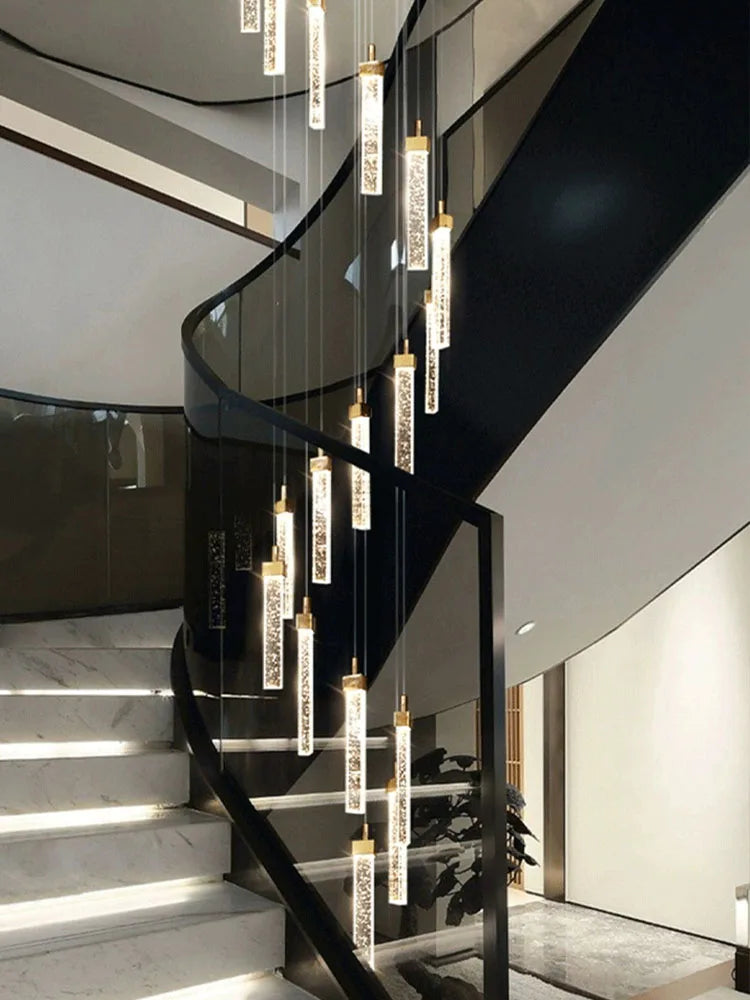 Afralia™ Crystal Ceiling Chandelier: Modern Nordic Design, Long Staircase Pendant Lamp