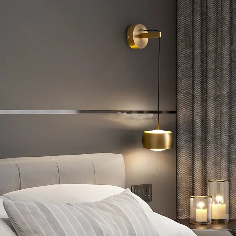 Afralia™ Copper Adjustable LED Wall Lamp for Bedroom Reading