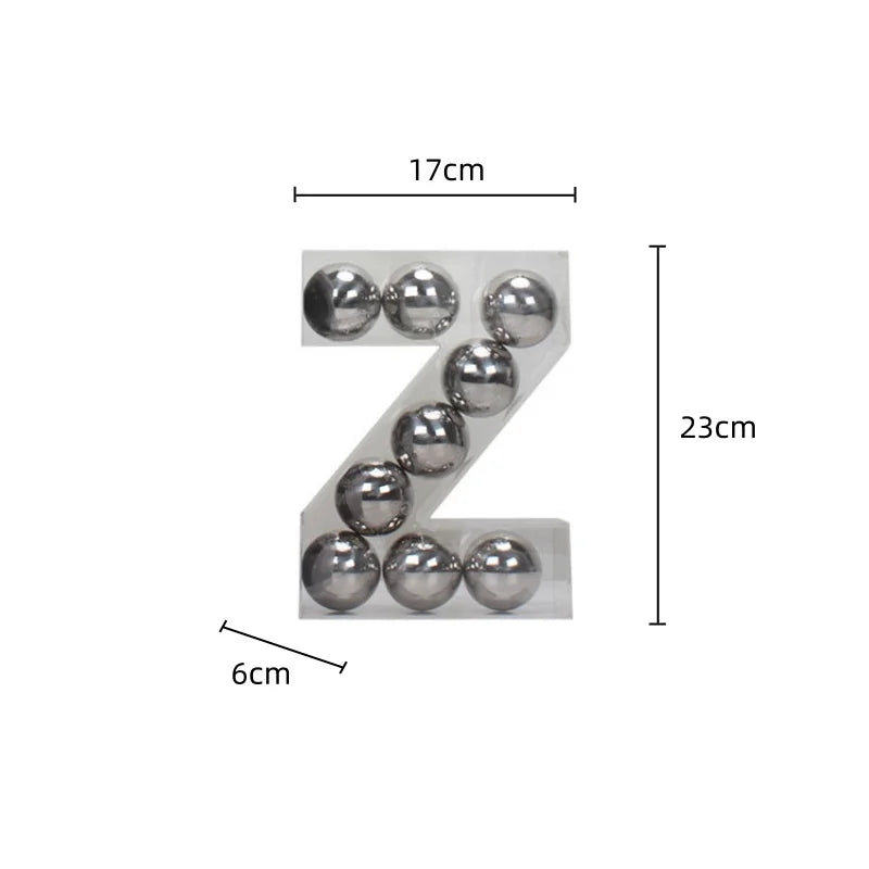 Afralia™ Clear Acrylic Geometric Gold Ball Alphabet Letter Figurine Home Decor