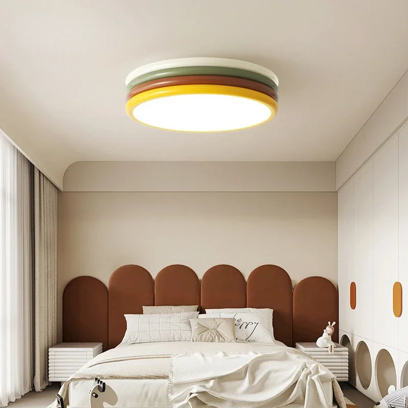 Afralia™ Color Stack Ceiling Lamp for Bedroom Kids Room LED Round Light