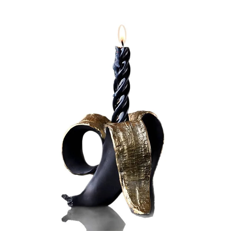 Afralia™ Golden Banana Candlestick Holder for Wedding Centerpieces and Home Decoration