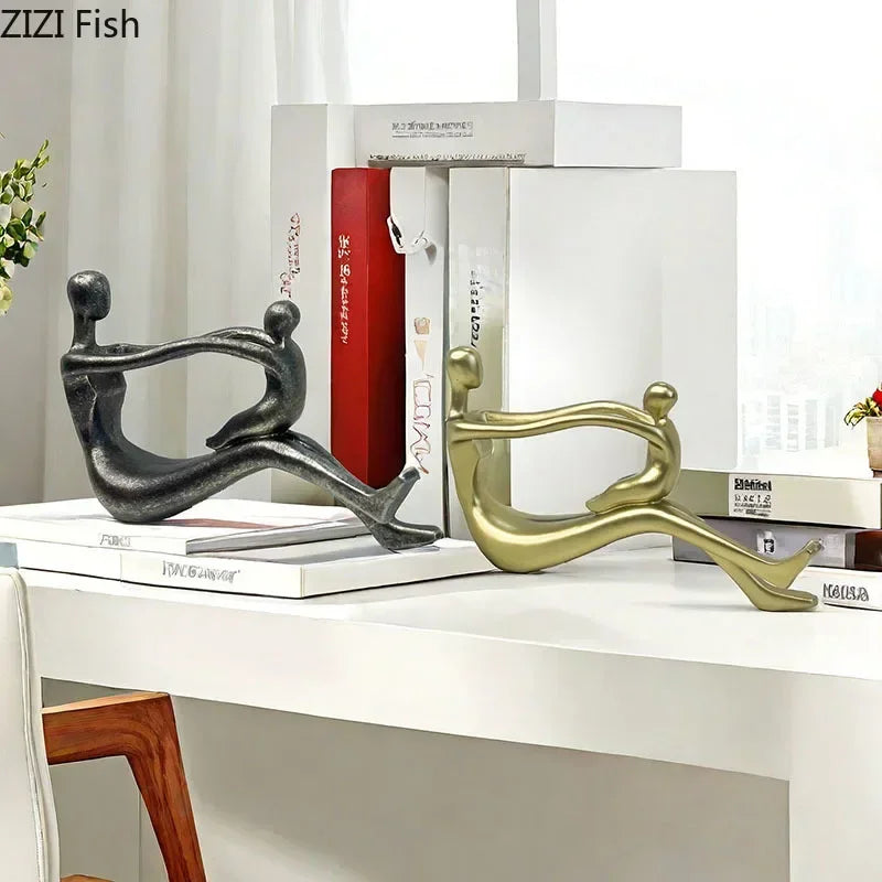 Afralia™ Abstract Family Resin Sculpture for Desk Decor and Room Aesthetic