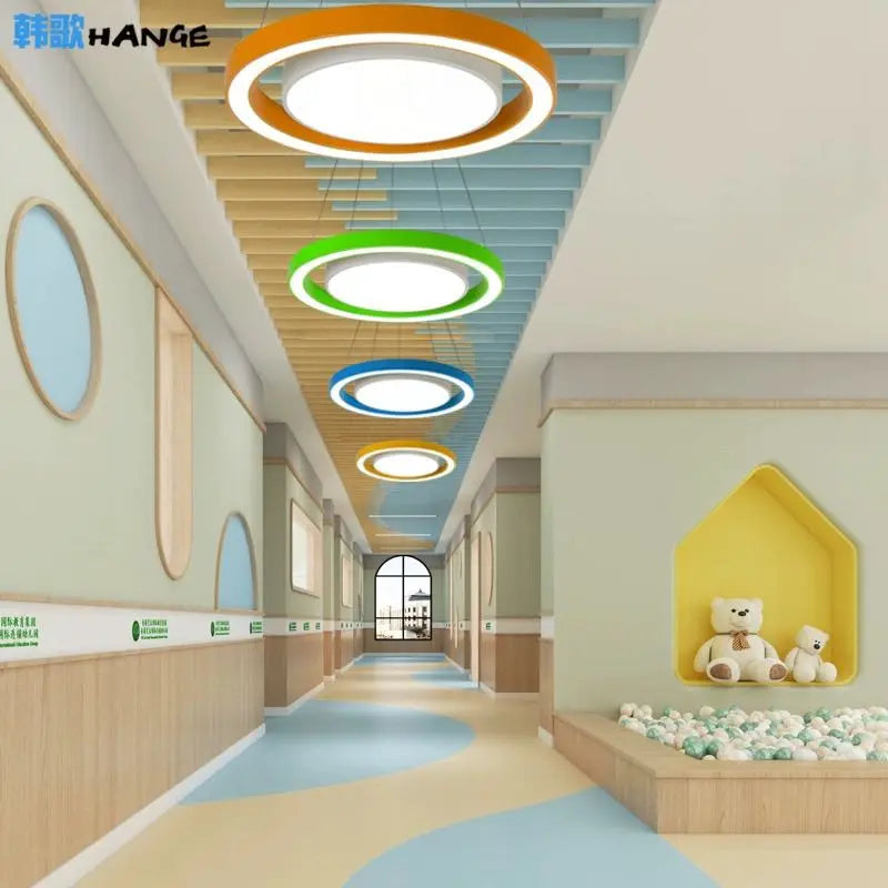 Afralia™ Color Ring LED Chandelier - Creative Round Lamp for Kindergarten and Office