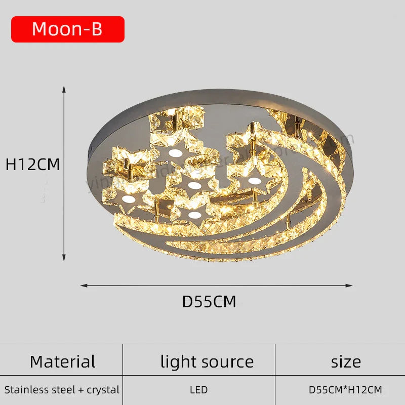 Afralia™ Heart Crystal LED Chandelier Modern Living Room Dining Ceiling Light