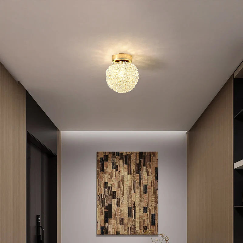 Afralia™ Crystal Gold Ceiling Light for Bedroom Dining Room G9 Bulb