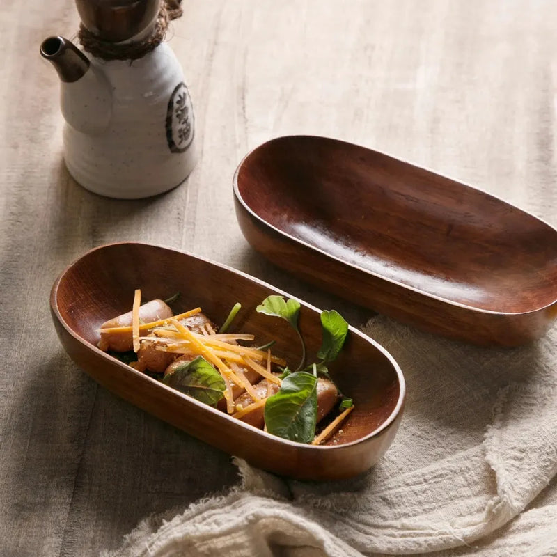 Afralia™ Japanese Style Solid Wood Dried Fruit Dish - Exquisite Tableware