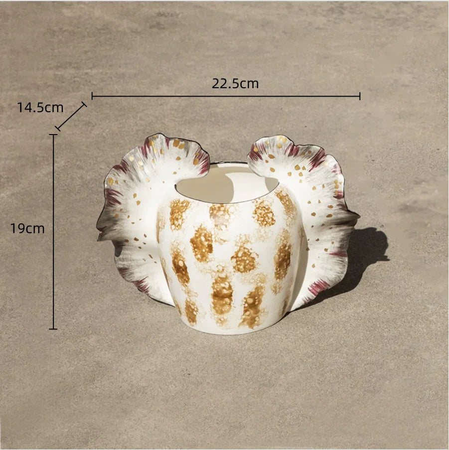 Afralia™ Wavy Wings Hand-painted Ceramic Vases: Unique Floral Decor & Home Accessory