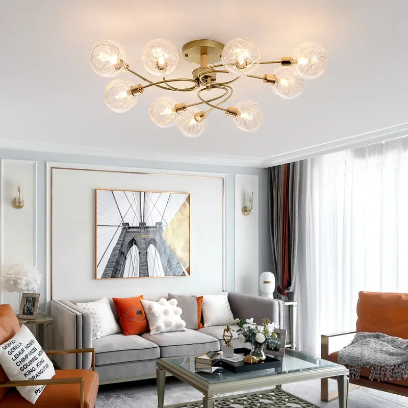 Afralia™ Glass Ball Chandelier: Nordic Style Ceiling Pendant Lamp for Home Decor Lighting