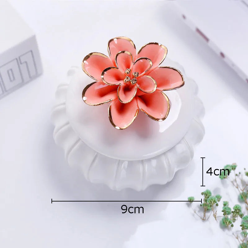 Afralia™ Rose Flower Ceramic Tea Canister Candy Pot Storage Jar
