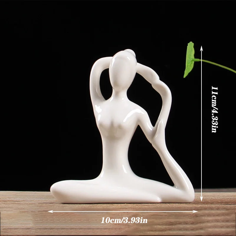 Afralia™ Abstract Yoga Figure Porcelain Statue Home Decor Sculpture
