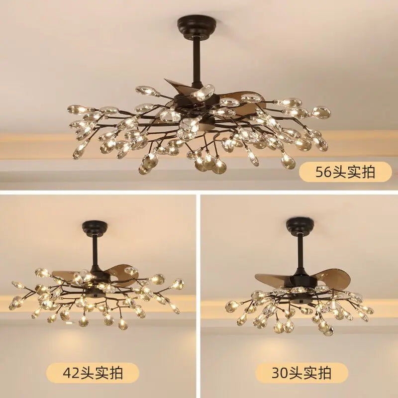 Afralia™ Luxury Firefly Tree Fan Chandelier for Home, Bedroom, Living Room & Restaurant
