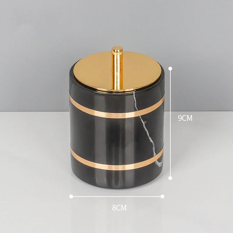 Afralia™ Nero Marquin Marble Bathroom Set with Gold Accents