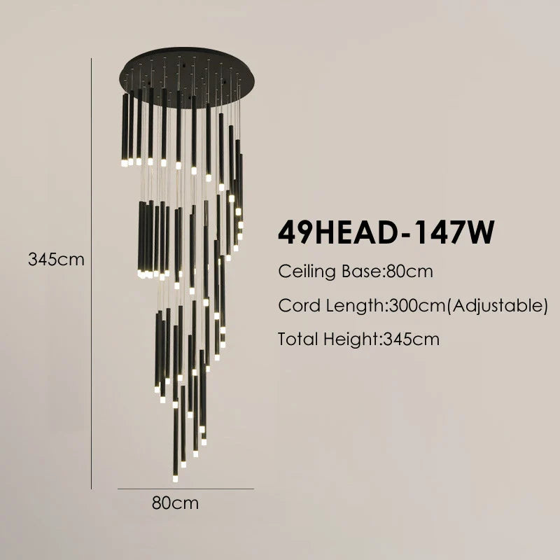 Afralia™ Spiral LED Acrylic Chandelier for Dining Room Stairs Home Decoration