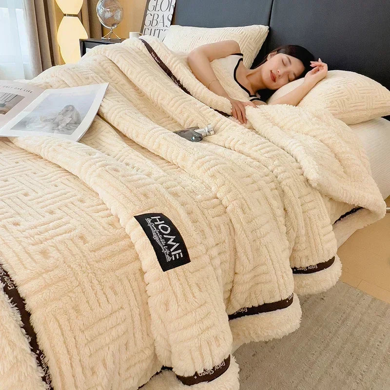 Afralia™ Cozy Fluffy Fleece Blanket for Autumn Winter, Soft Warm Maternal Child Bed Sofa Cover