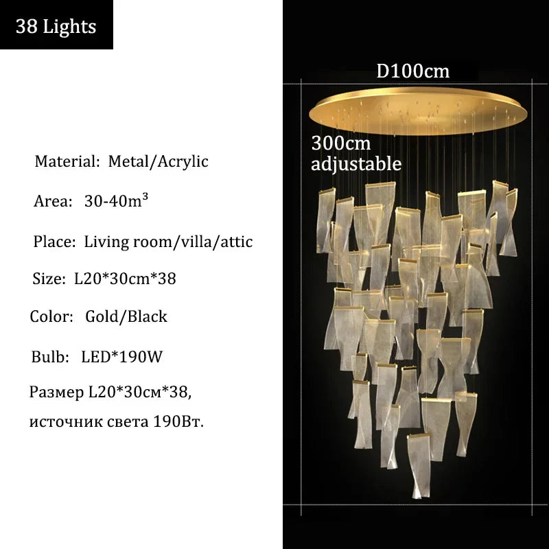 Afralia™ LED Acrylic Chandeliers for Villa Living Room Decor - Ceiling Pendant Light Fixture