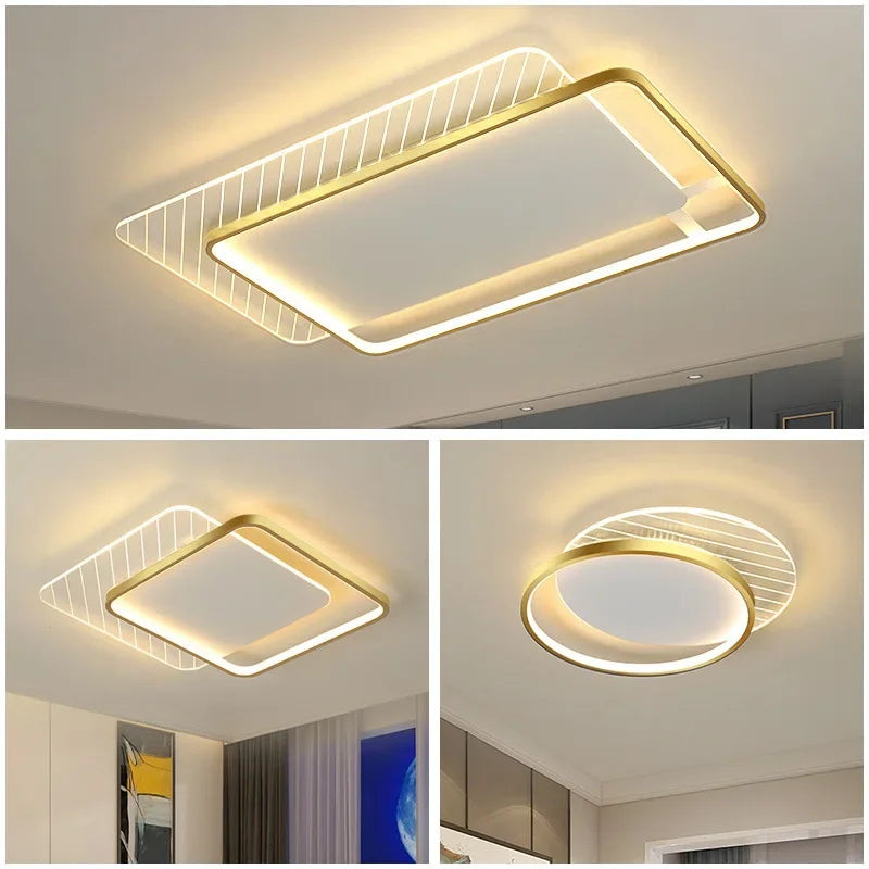 Afralia™ Modern LED Ceiling Lights for Bedroom Living Room Kitchen Study Square Round Lamp