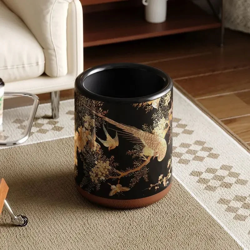 Afralia™ Retro Printed Plastic Garbage Bin.