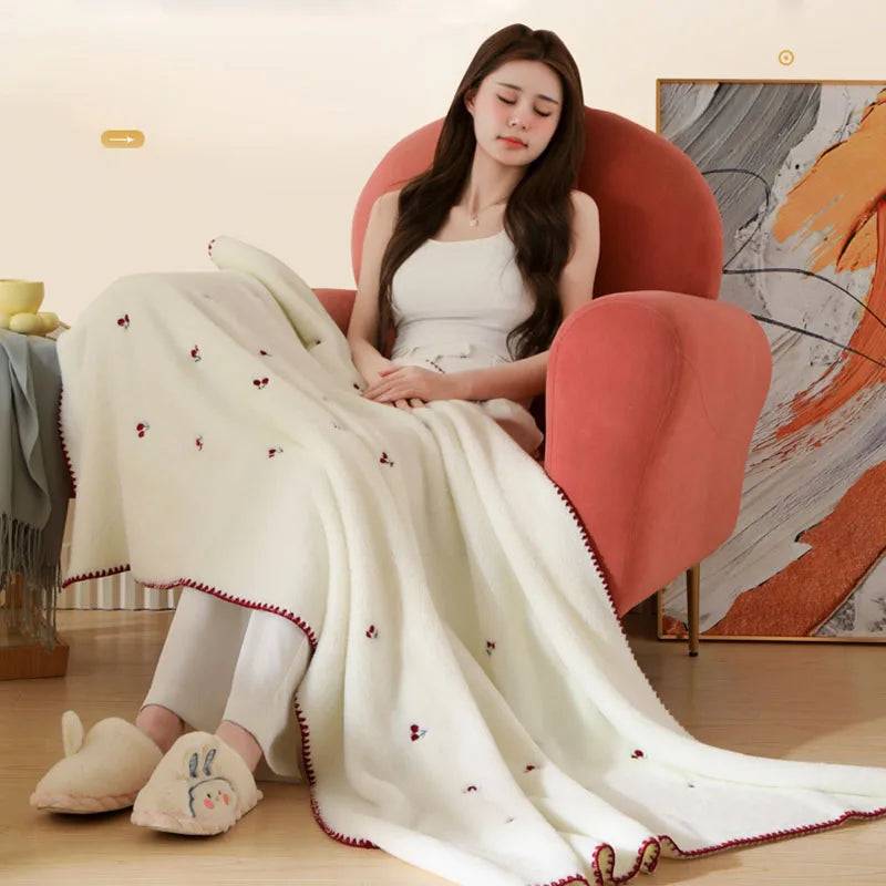 Afralia™ Baby Velvet Embroidered Blanket: Double-Sided Warm Travel Bedroom Sofa Cover