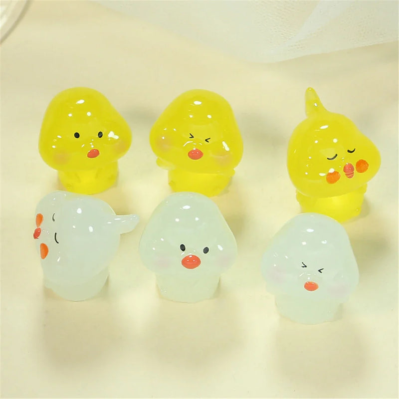 Afralia™ Chick Doll Figurines Miniature Fairy House Decor Hen Luminous Animals Statue