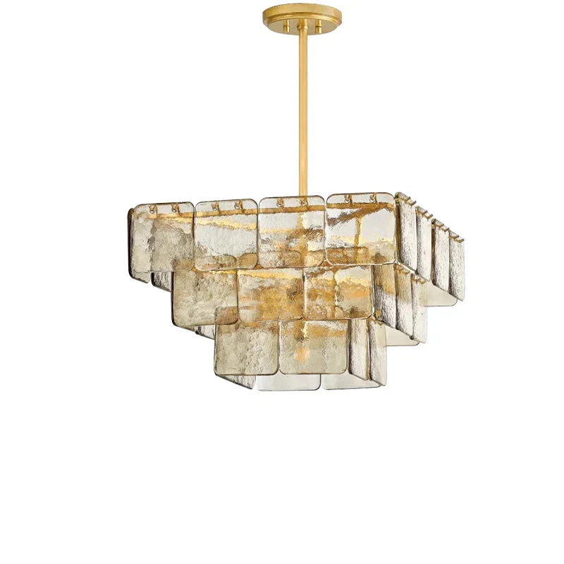 Afralia™ Gold Glass Chandelier  Luxe Living Room Lighting Fixture Luxurious Hanging Lamp