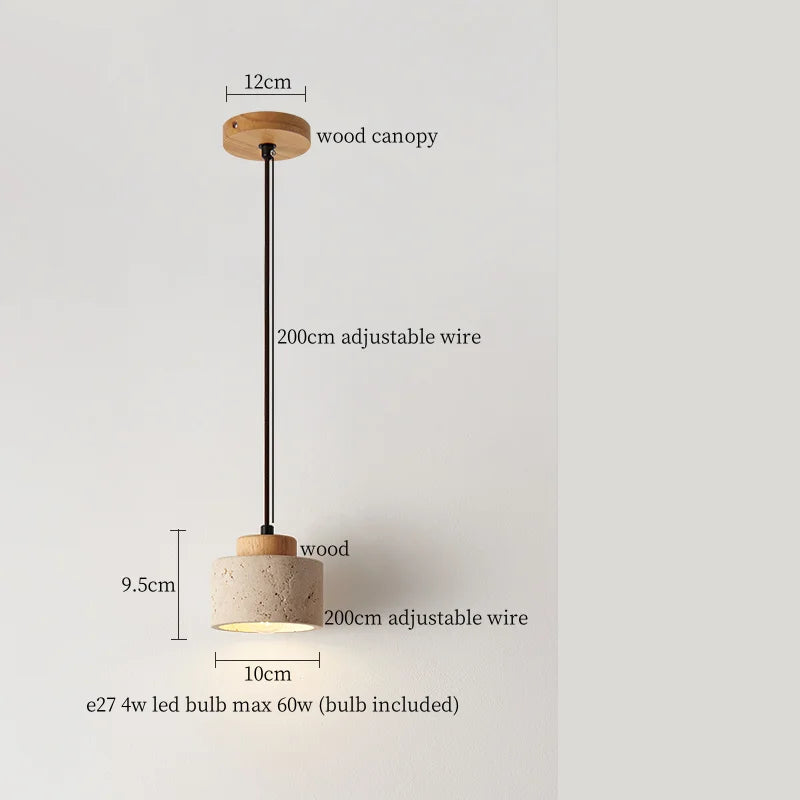 Afralia™ Creative Stone LED Pendant Light Yellow Travertine Nordic Minimalism Hanging Lamp
