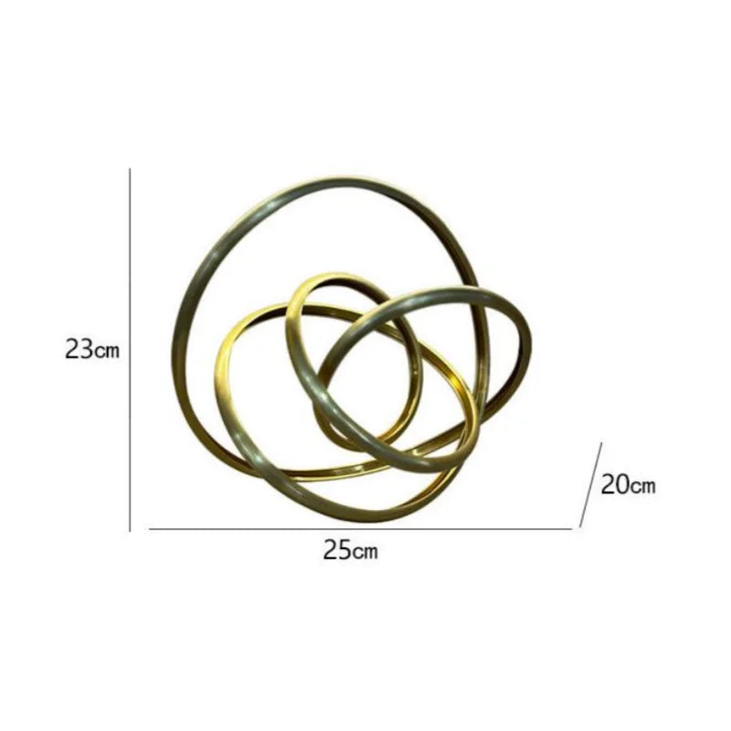 Afralia™ Metal Art Abstract Rope Knot Ornaments - Gold Ring Figurine