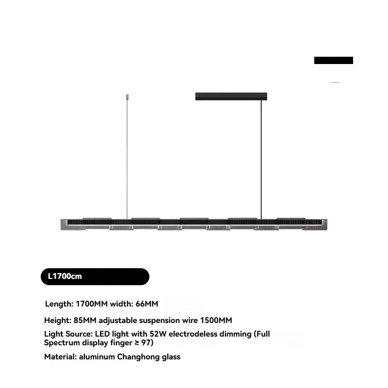 Afralia™ Black Glass Linear Chandelier for Dining Office Bar Modern Kitchen Island