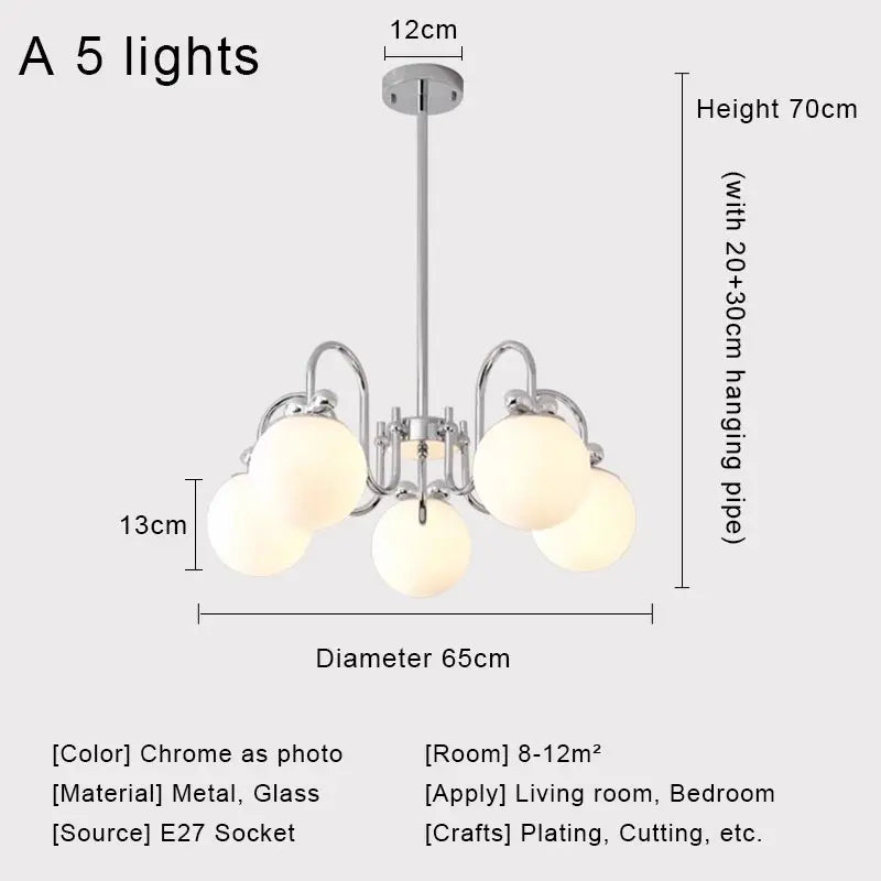 Afralia™ Nordic Chrome Glass Ball Led Chandelier for Modern Home Decor