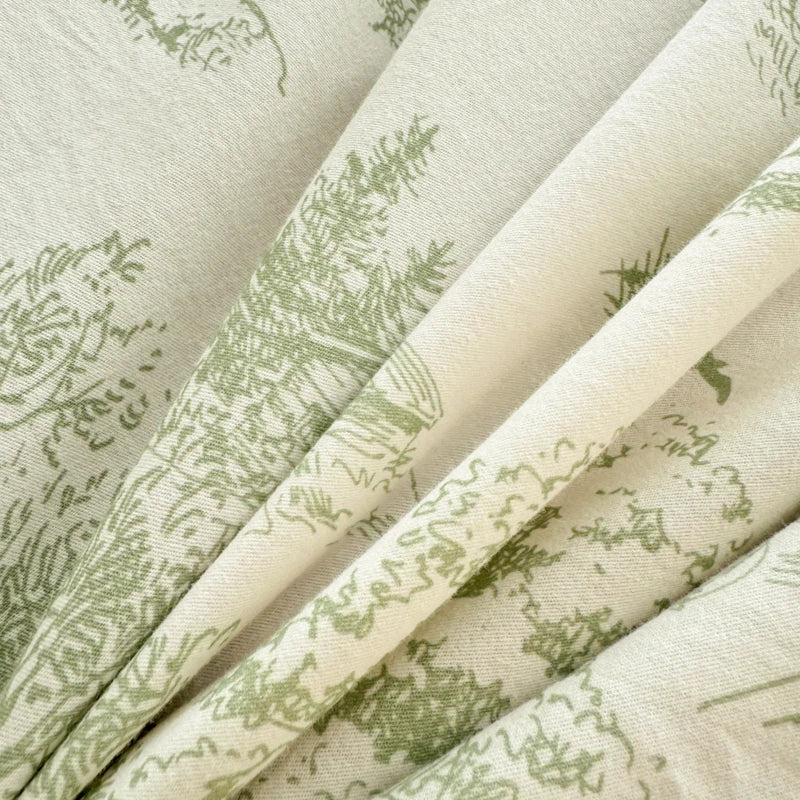 Afralia™ Forest Plant Ink Print Cotton Bedding Set: Duvet, Sheet, Pillowcases - Single to King