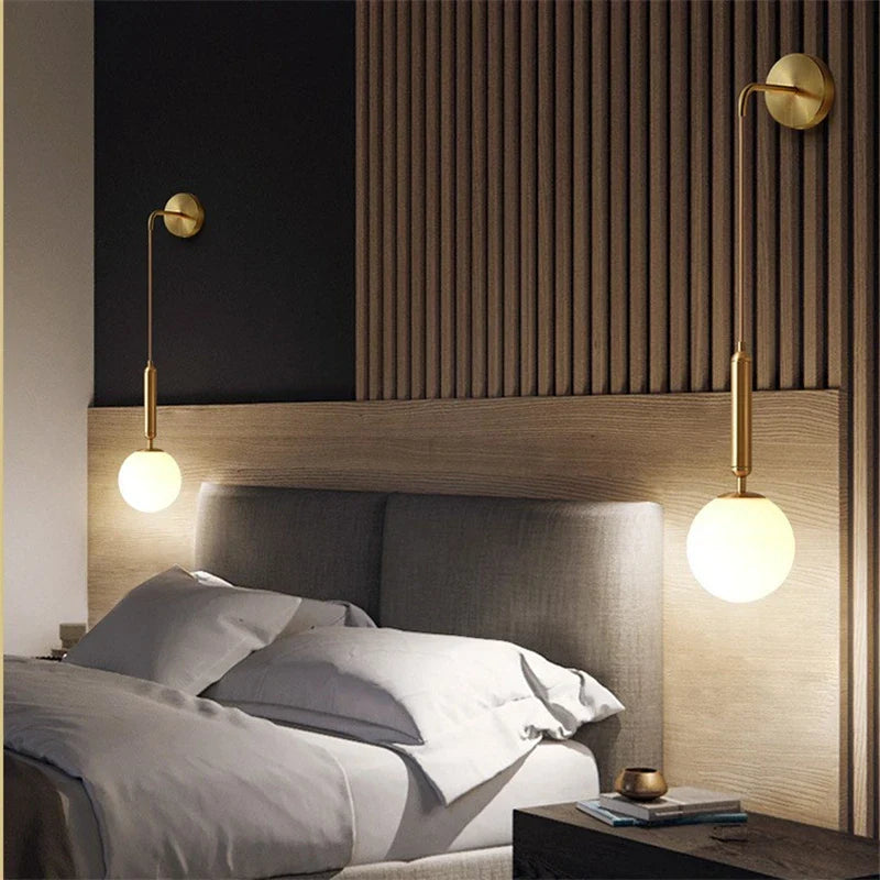 Afralia™ Modern Nordic Glass Wall Lamp LED Lighting for Living Room Bedroom