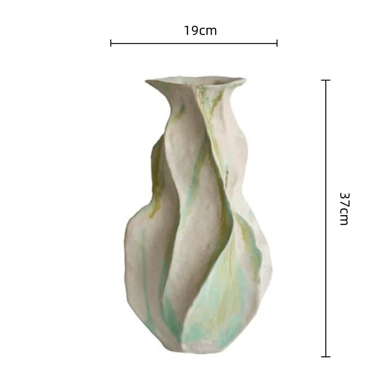Ceramic Graffiti Vase by Afralia™ - Handmade Irregular Folds Home Decor