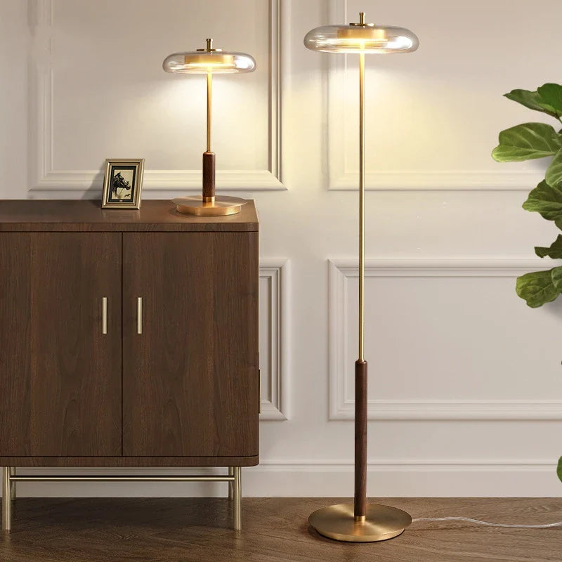 Afralia™ Mushroom Lustre Glass Floor Lamp - Gold Metal Art Design