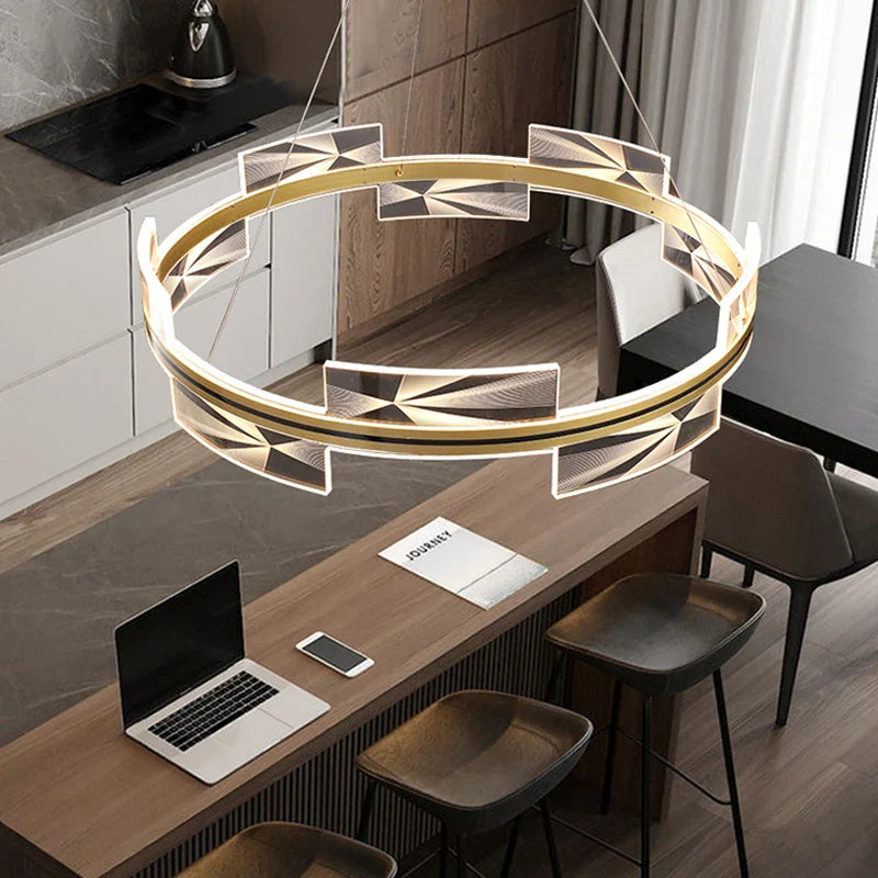 Afralia™ Gold LED Pendant Lights Modern Living Room Dining Kitchen Bar Decor Lighting