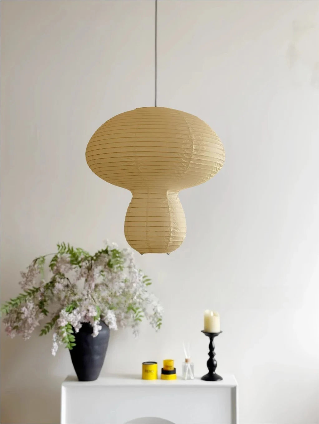 Afralia™ Wabi-sabi Rice Paper Mushroom Pendant Lights for Bedroom and Restaurant