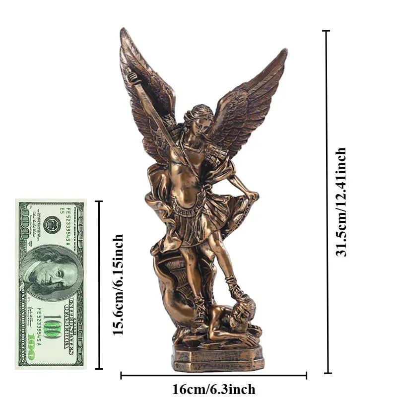 Afralia™ St. Michael Archangel Statue: St. Michael Over Satan Collection Sculpture