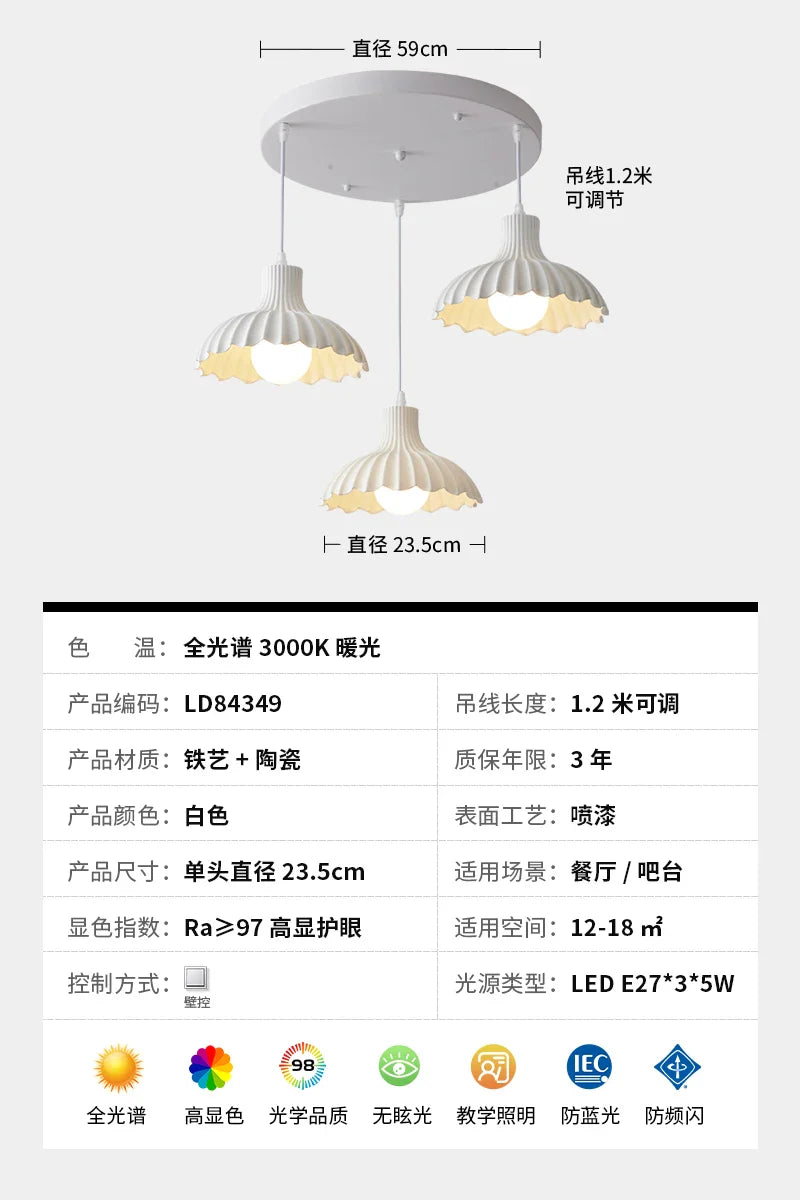 Afralia™ Modern Minimalist Kitchen Dining Table with Japanese Ceramic Pendant Light